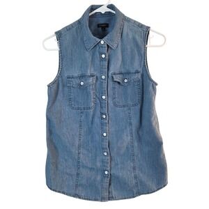 Talbots Womens Denim Sleeveless Blouse Size 4‎